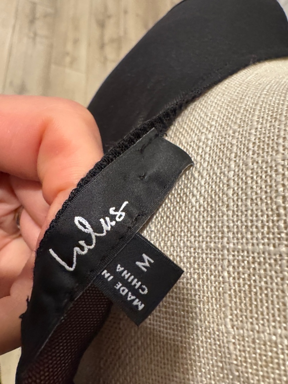 Lulu's Black Lace & Mesh Long-Sleeve Scoop Bodysuit - Picture 3 of 4